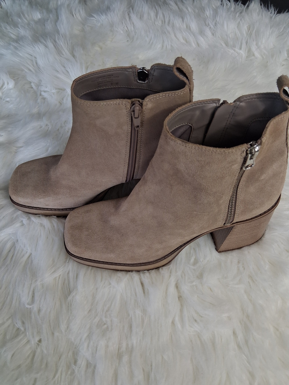 Copper Key Taupe Block Heel Ankle Boots New